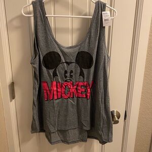 NWT Disney Tank Top XXL Juniors 19 Gray Mickey Mouse Shirt